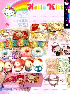 BUILD YOUR OWN HELLO KITTY BUNDLE! YOU PICK ITEMS! 3 FOR $15 OR 4 FOR $20 💗